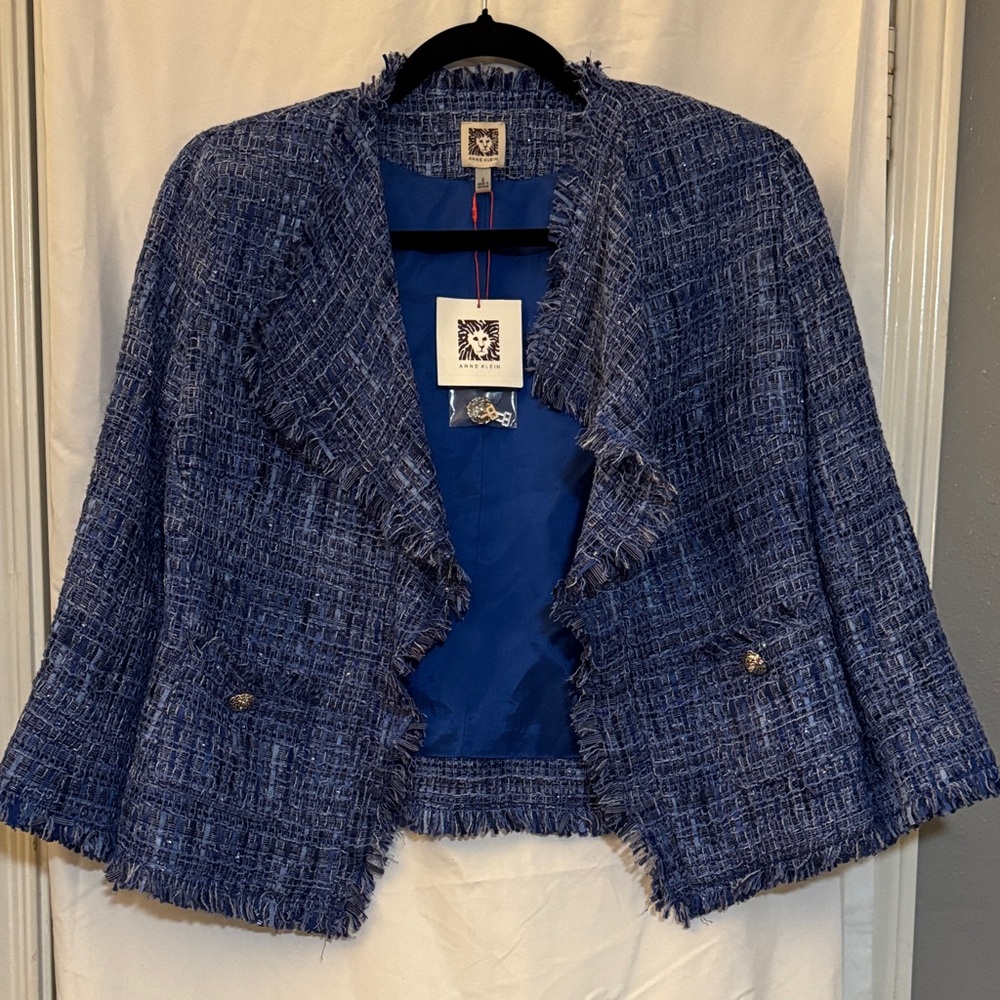 Anne Klein Blue Textured Women's Blazer